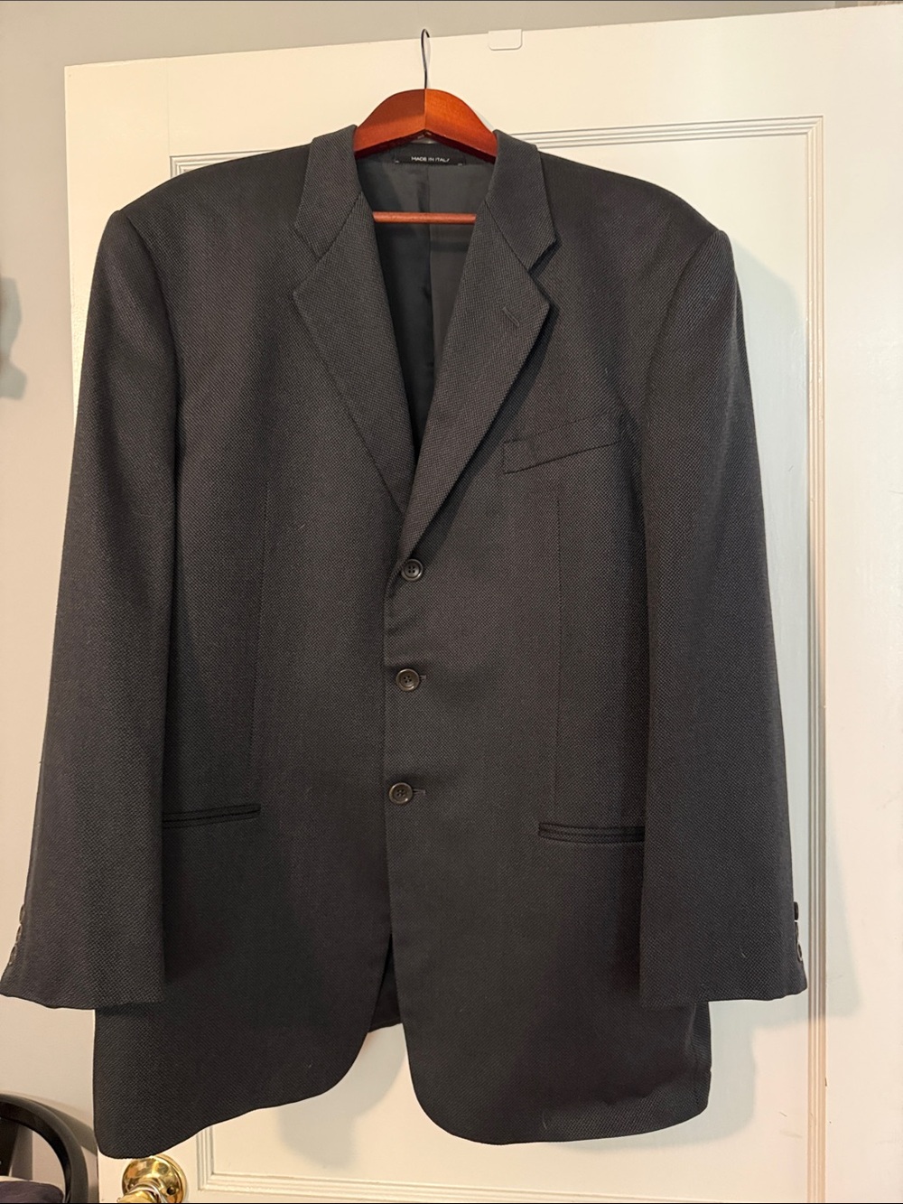 Armani Collezioni for Neiman Marcus Black Textured Three-Button Blazer, 44R